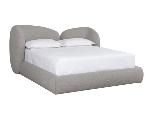Sunpan Esme Bed - King Size - Luxurious Altro Cappuccino Upholstery With Plush Curved Headboard Comfort Brown Fabric 112179