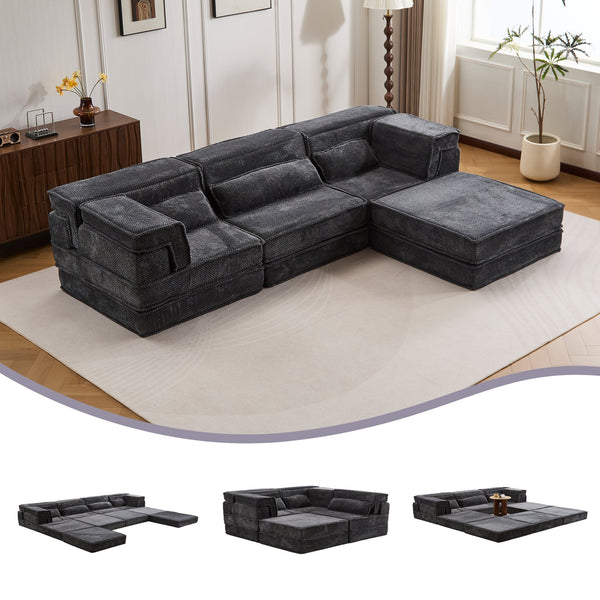 English Elm Compression Mahjong Sofa: Versatile Modular Floor Bed With Plush Fleece, No Assembly & Cozy Design W3723S00025