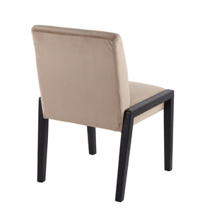 English Elm Carmen Contemporary Chair Set Of 2 - Plush Light Brown Velvet & Black Wood For Modern Elegance B202S01314