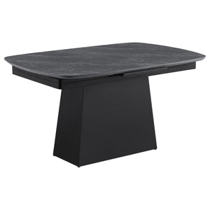 English Elm Idlewild Faux Marble Extendable Dining Table with Sculptural Pedestal Base for Modern Spaces B062S01650