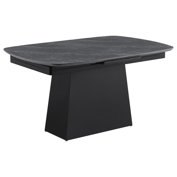 English Elm Idlewild Faux Marble Extendable Dining Table with Sculptural Pedestal Base for Modern Spaces B062S01650
