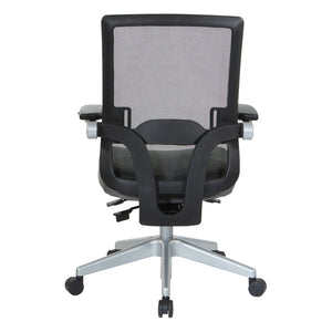 OSP Home Furnishings Black Mesh Back Ergonomic Office Chair with Flip Arms Lumbar Support and Synchro Tilt Charcoal 867-B26N64R