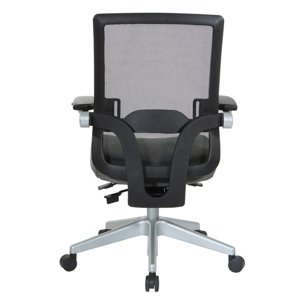OSP Home Furnishings Black Mesh Back Ergonomic Office Chair with Flip Arms Lumbar Support and Synchro Tilt Charcoal 867-B26N64R