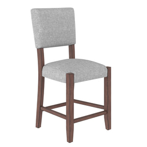English Elm Mid Retro Counter Stools Set of 4 — Linen Upholstered Backed Bar Chairs with Solid Wood Legs, Durable 250lb Capacity Grey N752P269653E