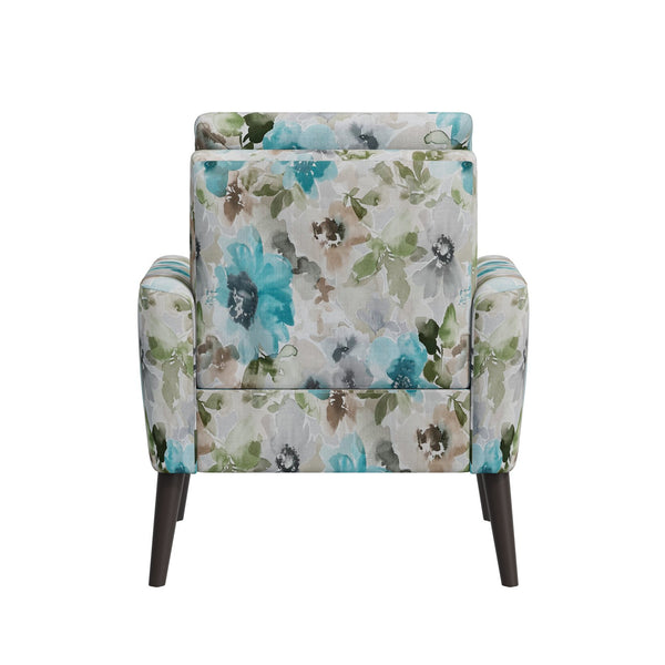 English Elm Enna Floral Upholstered Accent Armchair with Solid Wood Legs for Reading Nooks B127P409851