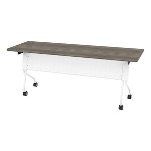 OSP Home Furnishings 6' Flip Top Nesting Training Table White Steel Frame Urban Walnut Laminate Top 84226WU