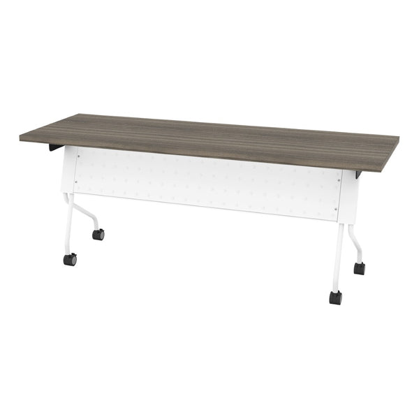 OSP Home Furnishings 6' Flip Top Nesting Training Table White Steel Frame Urban Walnut Laminate Top 84226WU