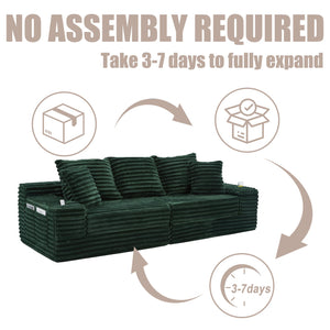 English Elm Oversized Corduroy Cloud Couch Convertible Sleeper Sofa with Memory Foam Seating Emerald W395S00120