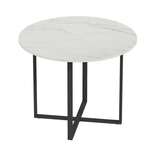 English Elm Sn-rt100-4-wd Round Oak Grain Dining Table with Black Metal Legs for Small Spaces White W3875P372898