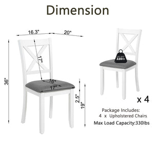 English Elm Dining Chair Set of 4 Rubberwood Frame with Padded Linen Seat for Kitchen Table W1998P238019