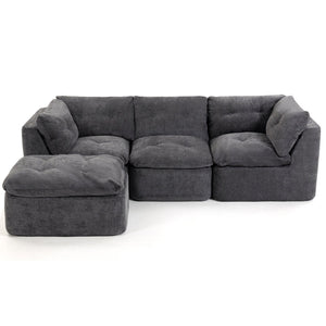 English Elm Modern Chenille Cloud Sectional with Ottoman Deep Sink Modular L Shaped Living Room Sofa Dark Grey W2379S00004