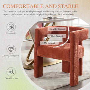 English Elm United We Win Chenille Barrel Accent Armchairs Set of Two for Living Room Dining Orange W1568P389272