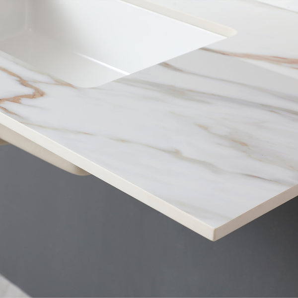 English Elm 43 Inch Marble Vanity Top - Elegant Carrara White Sink With 4" Backsplash & Durable Design For Bathrooms W2699P192444