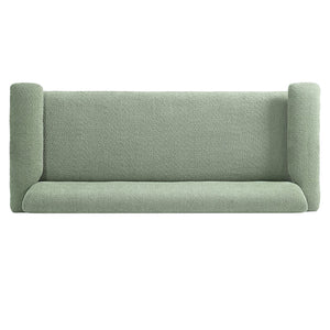 English Elm Modern Berber Fleece 2 Seat Loveseat Rubberwood Base Plush Armrest Couch for Apartments Green N763S000050F