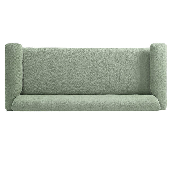 English Elm Modern Berber Fleece 2 Seat Loveseat Rubberwood Base Plush Armrest Couch for Apartments Green N763S000050F