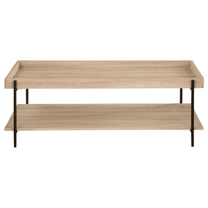 English Elm Miller Light Brown Coffee Table - Modern Farmhouse Style With Raised Edge & Durable Design, 47" Wide B062P299833