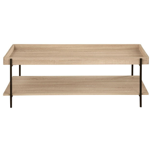 English Elm Miller Light Brown Coffee Table - Modern Farmhouse Style With Raised Edge & Durable Design, 47" Wide B062P299833