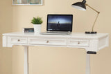 Boca Power Lift L Shape Desk with File and Bookcase Cottage White BOC-5PC-LIFT-LDESK-F-BK Parker House