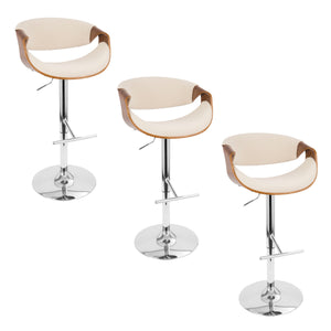 English Elm Mid-century Modern Swivel Barstools with Chrome Base Walnut Arms Set of 3 B202S00793