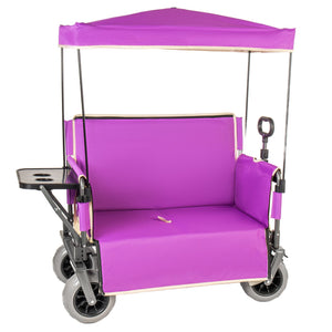 English Elm 3-in-1 Collapsible Wagon with Canopy Bench Tabletop and All-terrain Wheels for Camping Purple W2932P417653