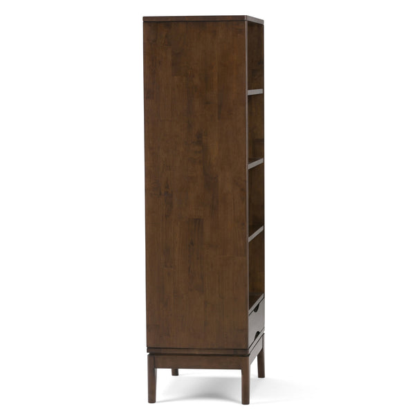 English Elm Harper Bookcase With Adjustable Shelves & Drawer - Mid-Century Modern Walnut Brown Storage Solution B136P158167