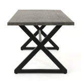 Christopher Knight Home® - Noble House - Rolando Outdoor Grey Aluminum Dining Table With Black Steel Frame