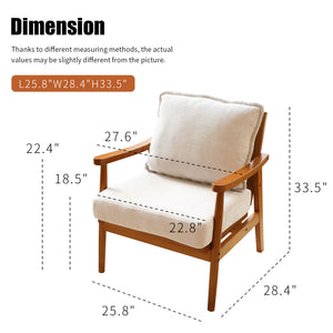 English Elm Cute Fabric Armchair Solid Wood Frame Compact Upholstered Seat for Bedroom or Apartment White W2105P420762