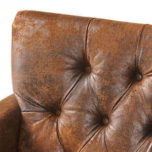 English Elm Brown Microfiber Club Chair with Tufted Back Nailhead Trim and Rubberwood Legs N758P438153B