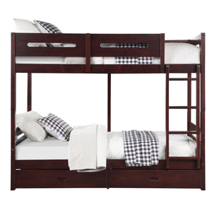 English Elm Espresso Twin/Twin Bunk Bed Platform with 14+14 Slat Support, Easy Knock-Down Assembly, Durable Finish B062S00578