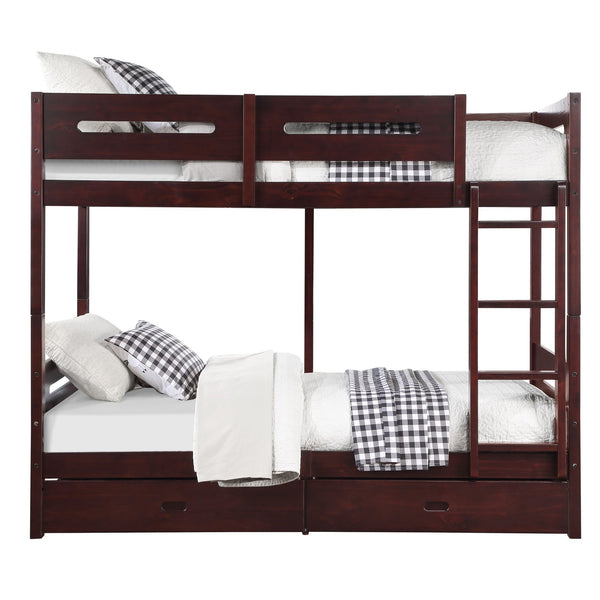 English Elm Espresso Twin/Twin Bunk Bed Platform with 14+14 Slat Support, Easy Knock-Down Assembly, Durable Finish B062S00578