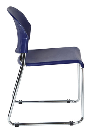 OSP Home Furnishings Stack Chair with Chrome Steel Frame Contoured Seat Ergonomic Support Stackable Office Seating Blue STC3230-7