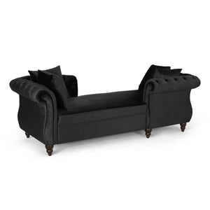 English Elm Christopher Knight Home® - Chaise Lounge In Luxurious Black Velvet With Accent Pillows – Elegant Comfort For Any Space 67581.00ABLK