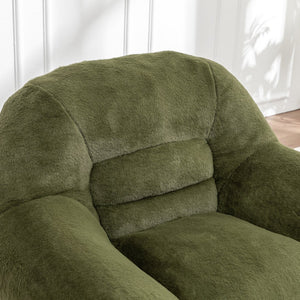 English Elm Bean Bag Chair - Plush Faux Fur Sofa With Back Support, Perfect For Any Room, Adults & Kids - Green W2200P326891