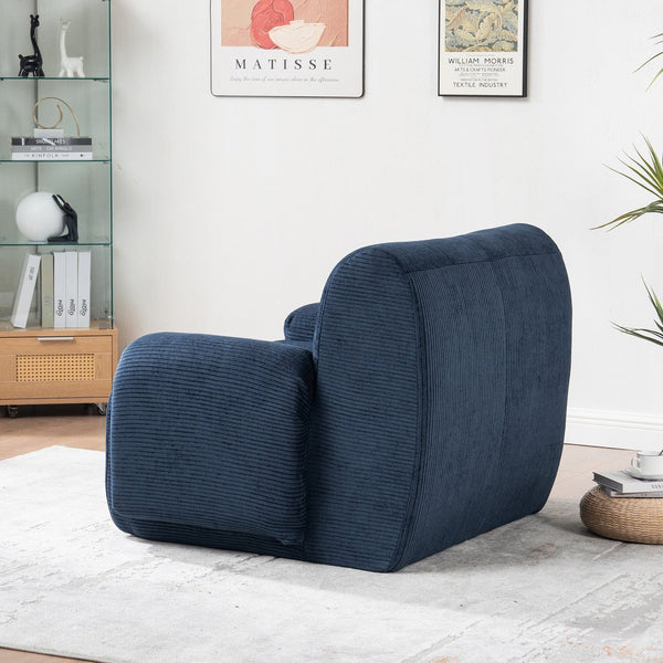 English Elm 42" Wide Chenille Stripe Accent Chair Deep Seat Foam Lounge for Bedroom or Apartment Navy W3118P453258