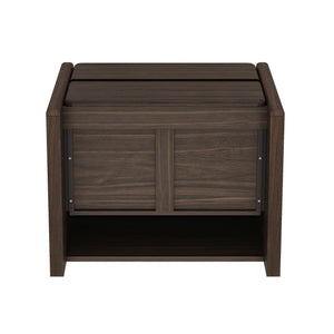 English Elm Linda 24" Nightstand with 2 Smooth-Glide Drawers, Minimalist Low-Profile Design & Warm Wood-Grain Texture Walnut Brown B365P398180