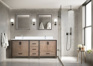 English Elm Rustic Barnwood Double Bath Vanity 80" W x 22" D with Cultured Marble Top, Chrome Faucet & Mirrors B2731S01146