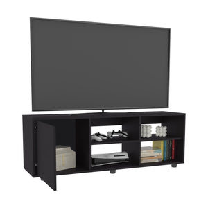 English Elm Adel 51" TV Stand with Cabinet and Four Shelves, Cable Management, Holds Up to 60" TVs, Sleek Design Black 53.01 L x 21.01 W x 5.01 H B070P254801