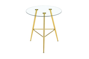 English Elm 36 Inch Round Glass Top Bar Table Chrome Tripod Base Modern Bistro Pub Style W3493P452050