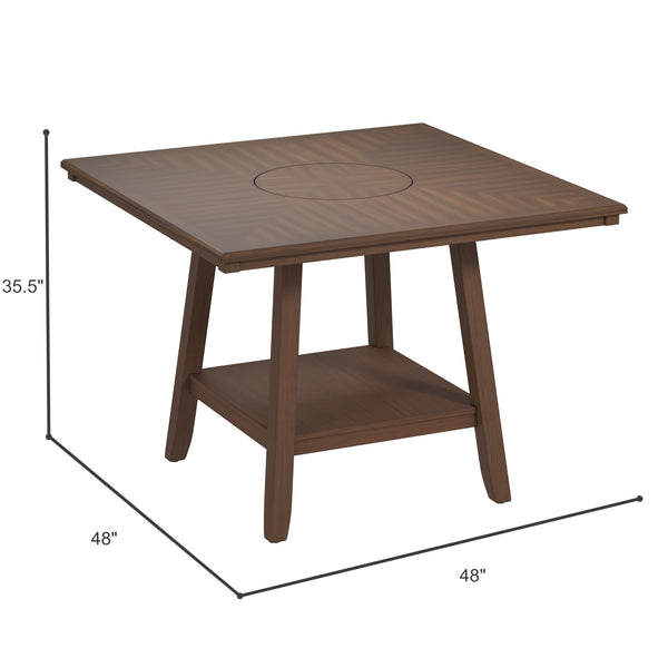 English Elm Wallace & Bay - Brown Gathering Height Table — Walnut Brown Transitional Wood, 48" Round Gathering Top, Easy Care Finish B361P384406