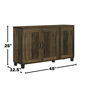 English Elm 45"W Dark Dusty Oak Finish 3-Door Shoe Cabinet with 6 Adjustable Shelves, Single & Double Doors for Versatile, Stylish Storage (Durable) B016P408688