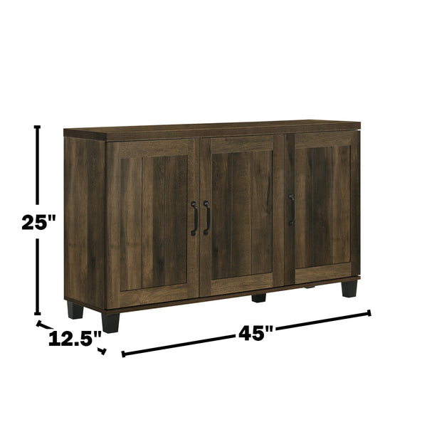 English Elm 45"W Dark Dusty Oak Finish 3-Door Shoe Cabinet with 6 Adjustable Shelves, Single & Double Doors for Versatile, Stylish Storage (Durable) B016P408688