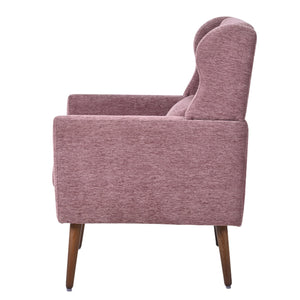 English Elm Modern Accent Chair Chenille Upholstered Ergonomic Lounge Armchair with Wood Legs and Pillow for Reading Comfort and Stylish Living Room Seating Dark Purple,Purple W1028P382741