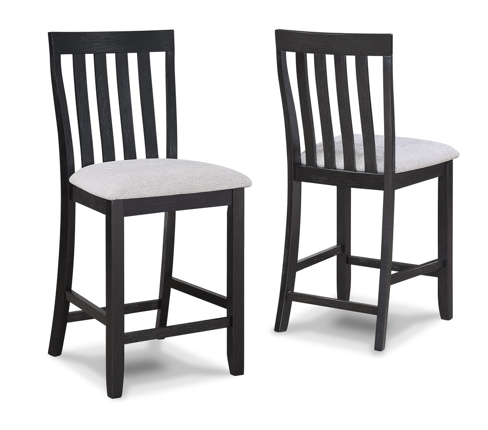 English Elm 2pc Black/Light Gray Counter Height Chairs Slat Back Wooden Seats Set of 2 Modern Dining Accents B011P257337