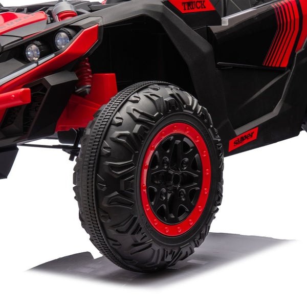 English Elm 24v Two Seat Kids Electric Utv with Parental Remote Suspension Off Road Ride On Red W1578P184803