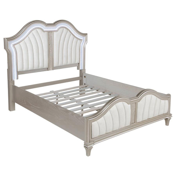 English Elm Katerina Luxurious Ivory & Silver Oak 3-Piece Queen Platform Bedroom Set With Glamorous Accents B062S01182
