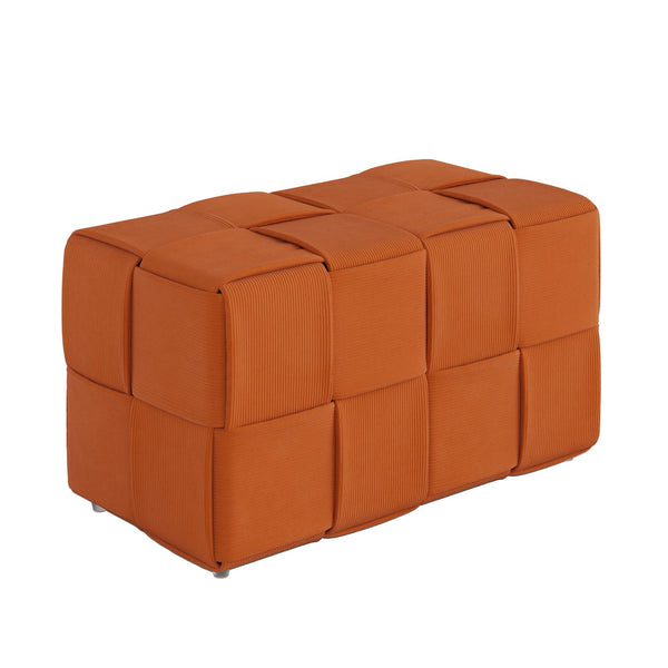 English Elm Ottoman Square Corduroy Upholstered Footrest with Ribbed Texture for Living Room Seating Brown W3851P453274