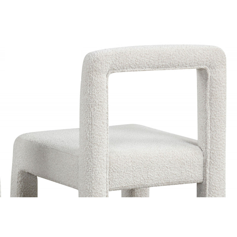 English Elm Modern Boucle Dining Chairs Set of 2 with Square Open Back, Foam-Padded Seats, Stylish Mid-Century Appeal White 33 L x 28 W x 21 H B011P352527