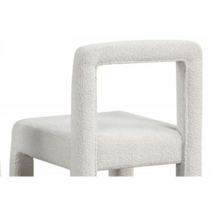 English Elm Modern Boucle Dining Chairs Set of 2 with Square Open Back, Foam-Padded Seats, Stylish Mid-Century Appeal White 33 L x 28 W x 21 H B011P352527