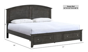 English Elm Hammond Queen Storage Bed with Panel Headboard Farmhouse Style Slatted Platform Frame Black B078S00680
