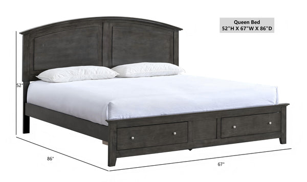 English Elm Hammond Queen Storage Bed with Panel Headboard Farmhouse Style Slatted Platform Frame Black B078S00680